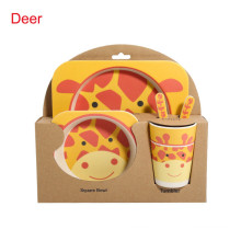 Bamboo Fibre 5 PCS Deer Printed Children Dinner Set